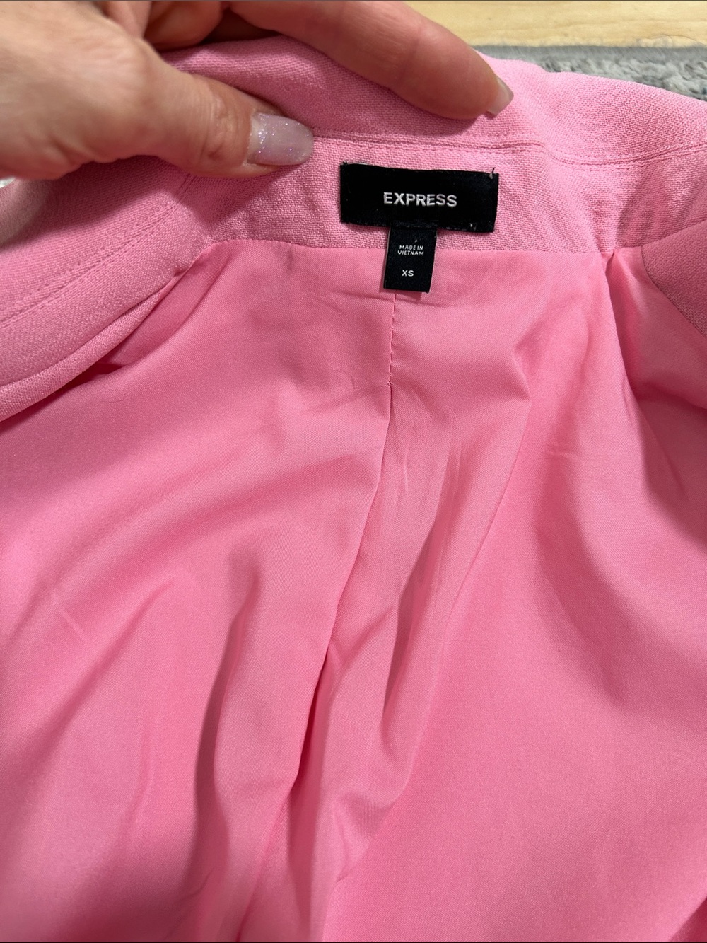 Express Bubblegum Pink Stretch Suit Set Blazer & Stylist Ankle Pants - Picture 6 of 8